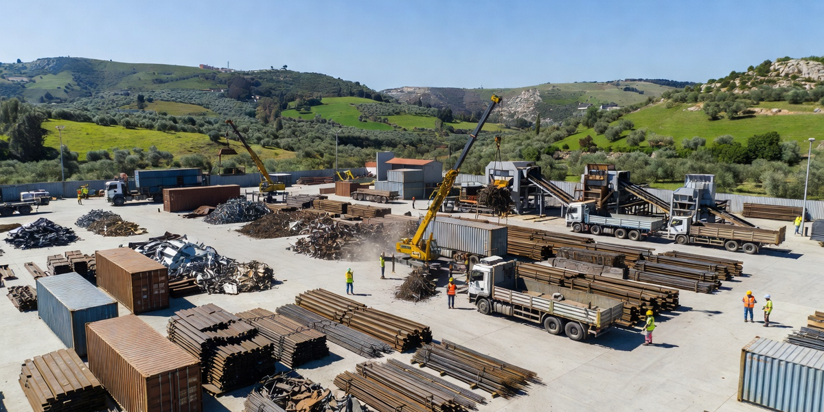 מרכז קנייה ומחזור ברזל ופסולת מתכת בצפת, בצפון הארץ — ערימות מתכת ממוינות, קורות פלדה, מנוף מגנטי, משאיות איסוף, צוות מקצועי במדים, ציוד מיון מתקדם, חצר נקייה ומסודרת. שירות קניית ברזל, איסוף פסולת מתכת ומיחזור בכל הארץ.