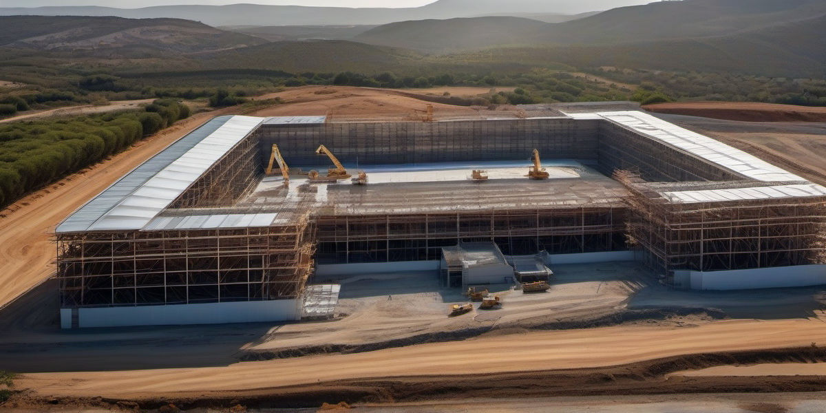 נוף אווירי מרהיב של צפת בצפון, בסוף השחר: מגדלי פלדה ומבני מתכת מתנוססים על רקע הכרמל והגליל הירוקים. אתרי בנייה פעילים עם מנופי פלדה, מחסני תעשייה מודרניים עם גגות סולאריים עשויי אלומיניום ומחזיקי מתכת מבריקים מחזירי אור. פועלים עם כלי בטיחות בשיפועי ההר, רכבים כבדים וציוד בנייה מתקדם. התמונה משדרת התפתחות אורבנית חדשנית וחזון כלכלי עתידני למגזר מתכת ותשתיות בצפת.