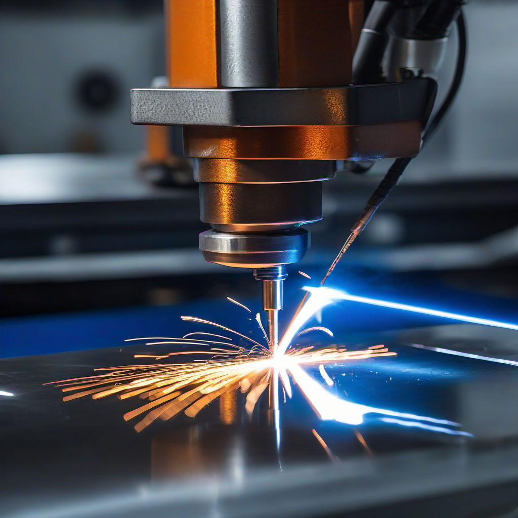 תמונת איכות גבוהה של ציוד עיבוד מתכת מתקדם, כולל חיתוך פלזמה CNC, ריתוך TIG מדויק ורובוט תעשייתי, המדגישה טקסטורות מתכת, גימור מבריק ודיוק ייצור - עבודות מתכת, עיבוד שבבי CNC, חיתוך לייזר, ריתוך TIG, אלומיניום מברשות, פלדה פחורה