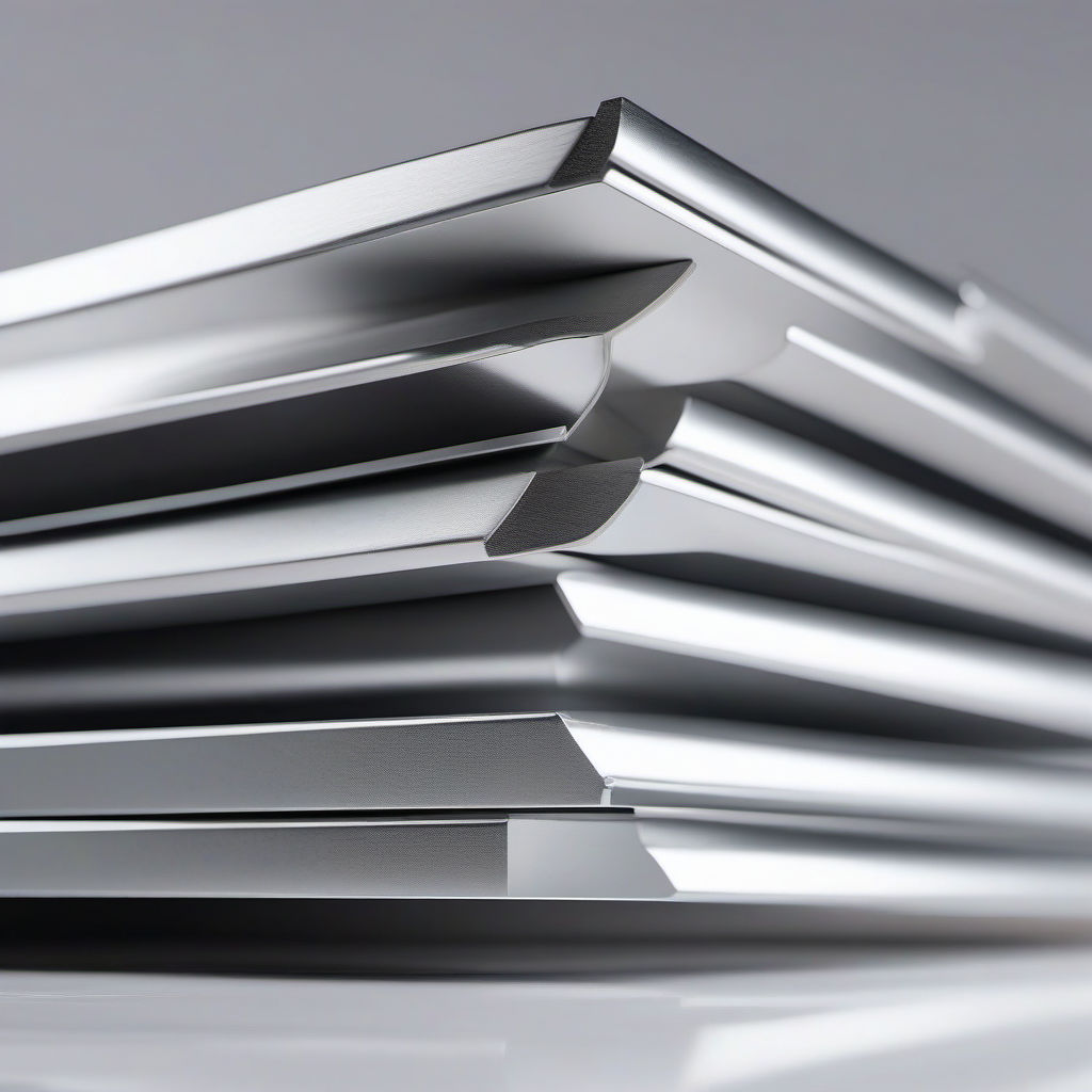 חבילות קורות אלומיניום אל-חודדות בגימור אנודה סטנדרטי מונחות אופקית על רקע לבן, מראה תעשייתי נקי המבליט את גוון המתכת החזק ומאפייני הסגסוגת לשימוש בבנייה ירוקה ומריבוע עבור נדל"ן מסחרי מודרני - אלומיניום לבנייה קורות גלם חוזק מונח תעשייתי